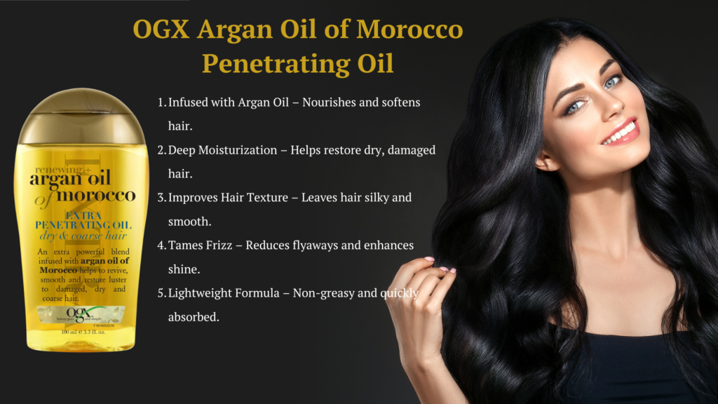 OGX Argan Oil of Morocco Penetrating Oil bottle for soft, smooth hair.