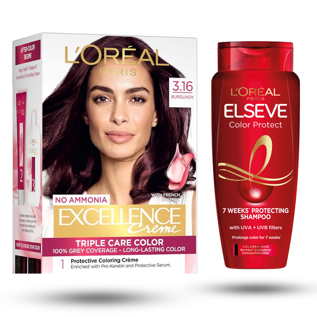 L'Oreal Paris Excellence Creme Hair Color - 3.16 Burgundy|yourleaf.in|Haircolourshampoo