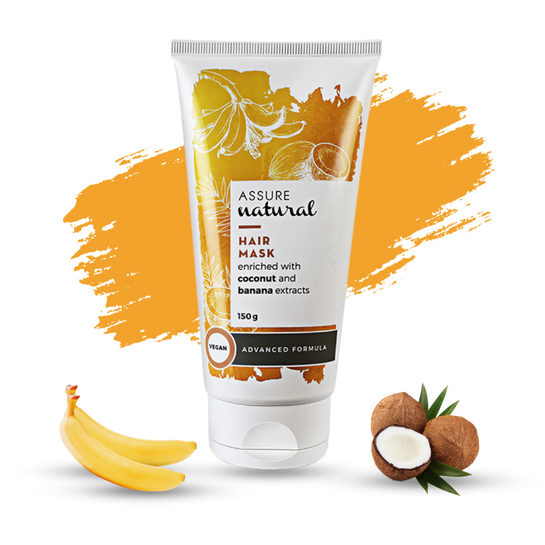 banana hair mask | yourleaf.in | hair serum | hair mask | Assure Natural Hair Mask, Enriched with Coconut and Banana Extracts